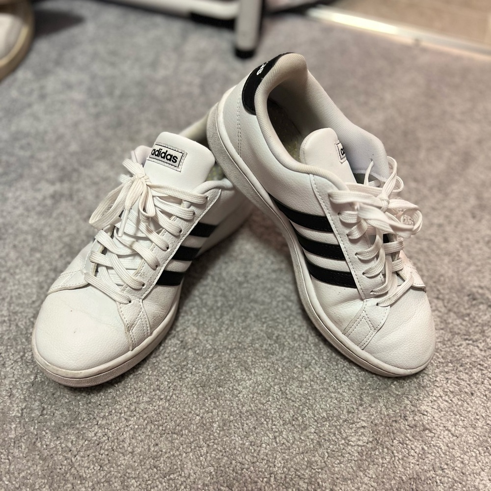 Adidas White and Black striped Tennis Shoe